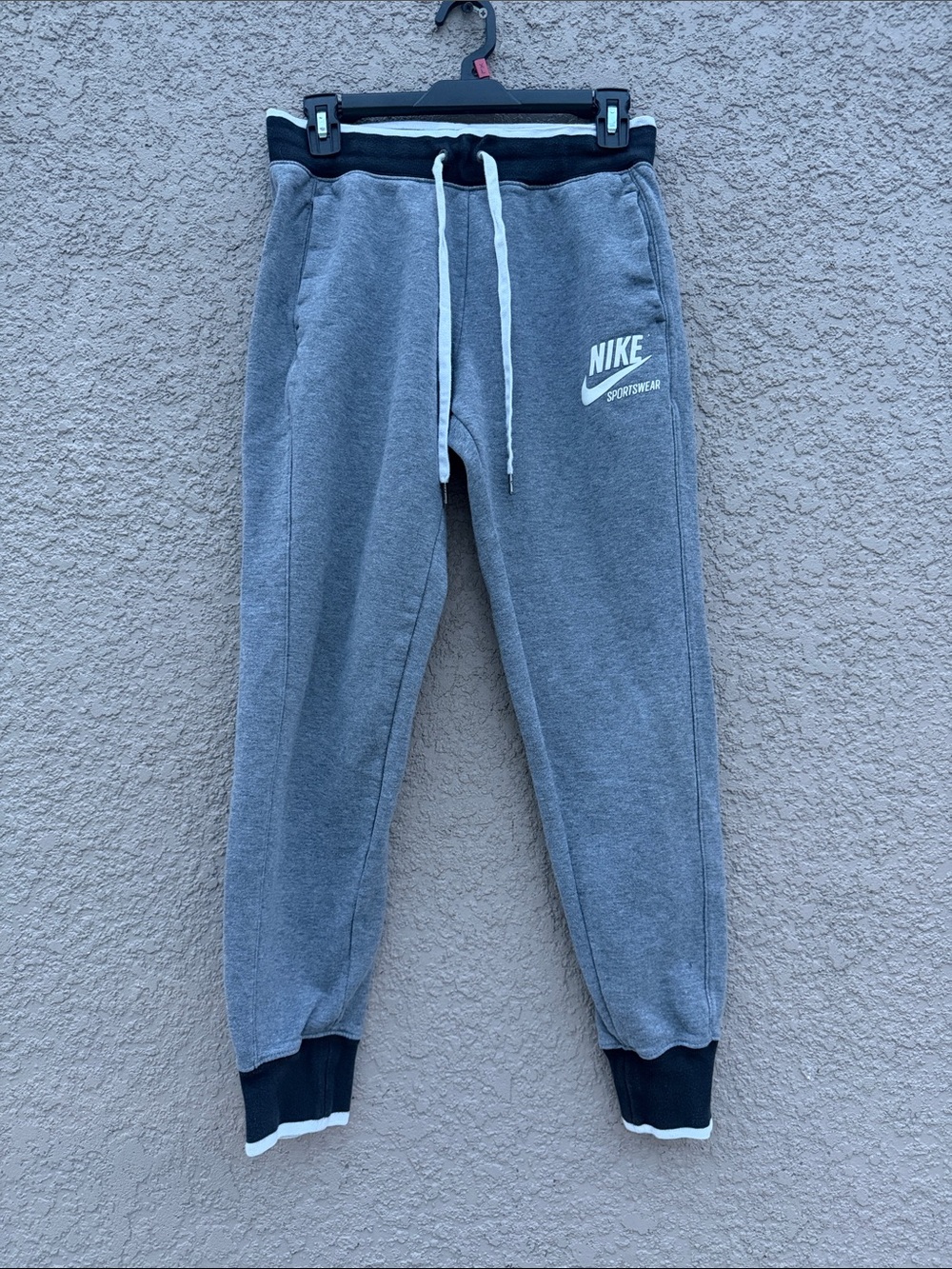 Nike Gray & Black womens size S Jogger Sweatpants with White Logo
